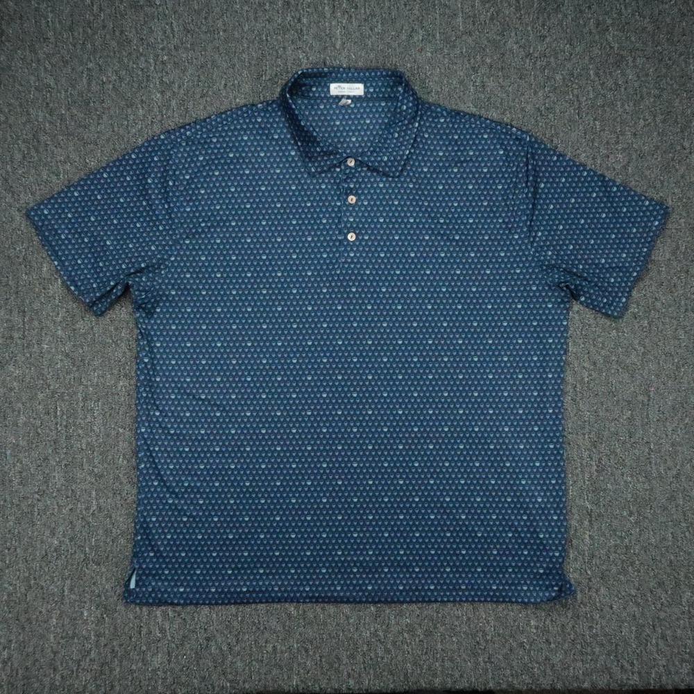 Peter Millar Navy Blue Micro-Pattern Polo